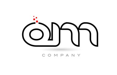 QM connected alphabet letter logo icon combination design with dots and red color. Creative template for business and company