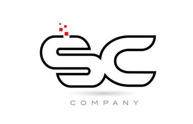 SC connected alphabet letter logo icon combination design with dots and red color. Creative template for business and company