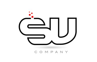 SV connected alphabet letter logo icon combination design with dots and red color. Creative template for business and company