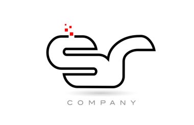 SR connected alphabet letter logo icon combination design with dots and red color. Creative template for business and company