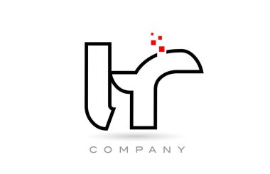 TR connected alphabet letter logo icon combination design with dots and red color. Creative template for business and company