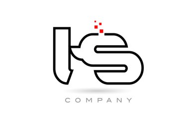 TS connected alphabet letter logo icon combination design with dots and red color. Creative template for business and company