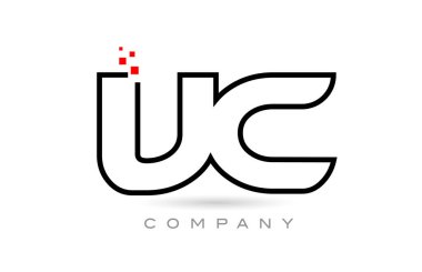 VC connected alphabet letter logo icon combination design with dots and red color. Creative template for business and company