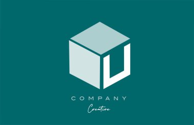 cube U letter cube alphabet letter logo icon design with green pastel color. Creative design template for business and company