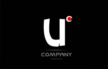 U black and white alphabet letter logo icon design with japanese style lettering. Creative template for company and business with red dot