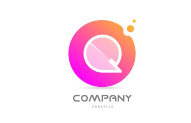 pink yellow dots Q alphabet letter logo icon with transparency. Creative template for business