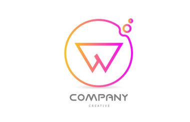 geometric W letter alphabet logo icon with circle and bubbles. Creative template for business and company