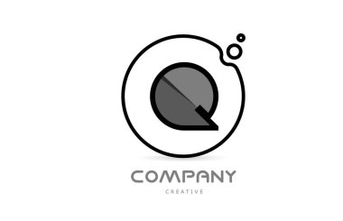 Q black and white geometric alphabet letter logo icon with circle. Creative template for business and company