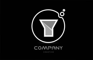 black and white Y geometric alphabet letter logo icon with circle. Creative template for business and company