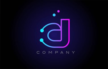 pink blue D dot line alphabet letter logo icon design. Creative template for company and business