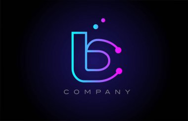pink blue B dot line alphabet letter logo icon design. Creative template for company and business