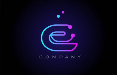 pink blue E dot line alphabet letter logo icon design. Creative template for company and business