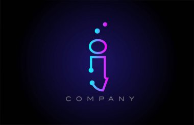 pink blue I dot line alphabet letter logo icon design. Creative template for company and business