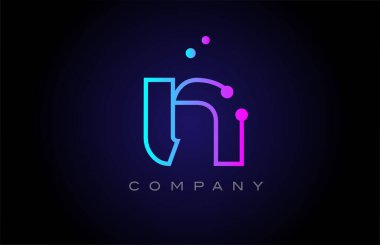 pink blue N dot line alphabet letter logo icon design. Creative template for company and business