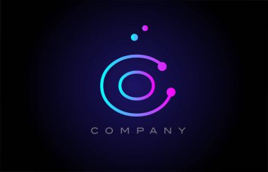 pink blue O dot line alphabet letter logo icon design. Creative template for company and business
