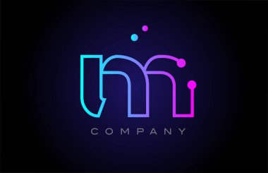 pink blue M dot line alphabet letter logo icon design. Creative template for company and business