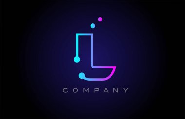 pink blue L dot line alphabet letter logo icon design. Creative template for company and business