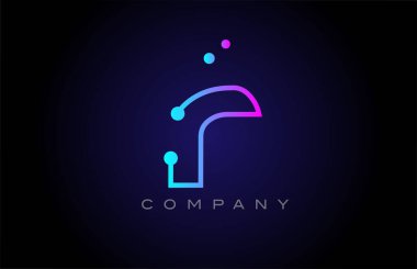 pink blue R dot line alphabet letter logo icon design. Creative template for company and business