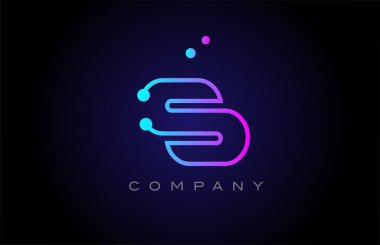 pink blue S dot line alphabet letter logo icon design. Creative template for company and business