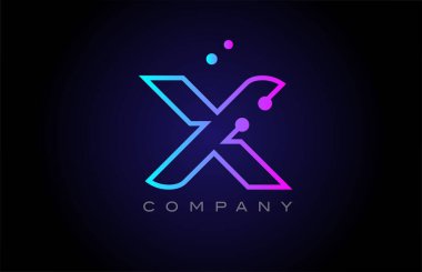 pink blue X dot line alphabet letter logo icon design. Creative template for company and business