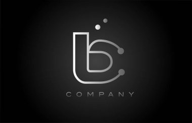 black white grey B dot line alphabet letter logo icon design. Creative template for business and company