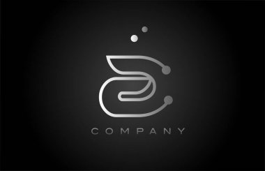 black white grey A dot line alphabet letter logo icon design. Creative template for business and company