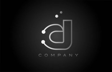 black white grey D dot line alphabet letter logo icon design. Creative template for business and company