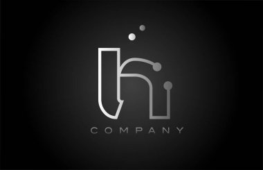 black white grey H dot line alphabet letter logo icon design. Creative template for business and company