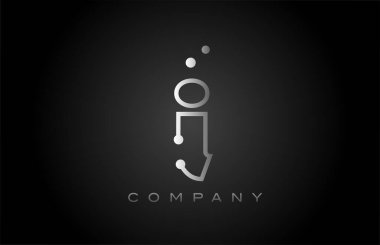 black white grey I dot line alphabet letter logo icon design. Creative template for business and company