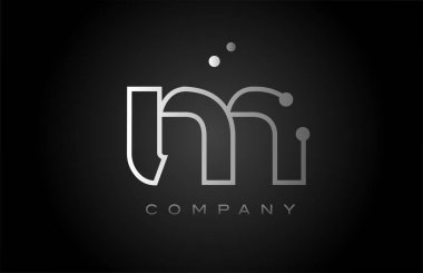 black white grey M dot line alphabet letter logo icon design. Creative template for business and company