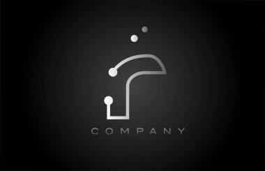 black white grey R dot line alphabet letter logo icon design. Creative template for business and company
