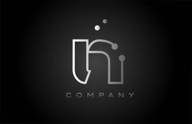 black white grey N dot line alphabet letter logo icon design. Creative template for business and company
