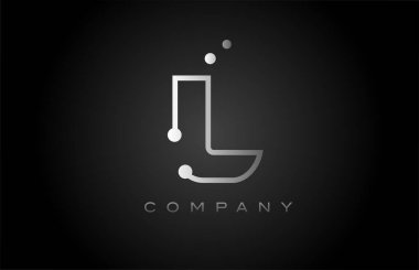 black white grey L dot line alphabet letter logo icon design. Creative template for business and company