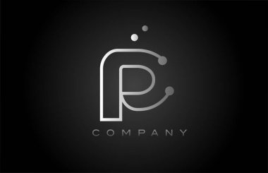 black white grey P dot line alphabet letter logo icon design. Creative template for business and company