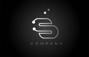 black white grey S dot line alphabet letter logo icon design. Creative template for business and company