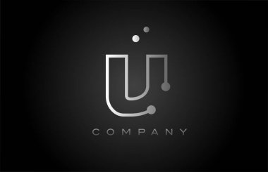 black white grey V dot line alphabet letter logo icon design. Creative template for business and company