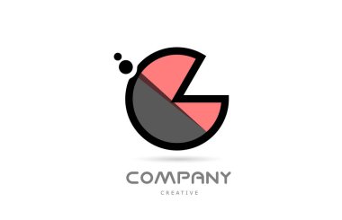 pink G geometric alphabet letter logo icon with dots and black and white color. Creative template for business and company