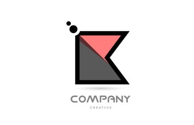 pink K geometric alphabet letter logo icon with dots and black and white color. Creative template for business and company
