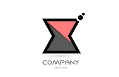 pink X geometric alphabet letter logo icon with dots and black and white color. Creative template for business and company