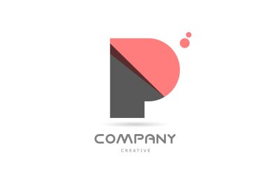 P pink dots geometric alphabet letter logo icon. Creative template for company and business