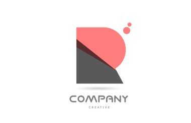 R pink dots geometric alphabet letter logo icon. Creative template for company and business