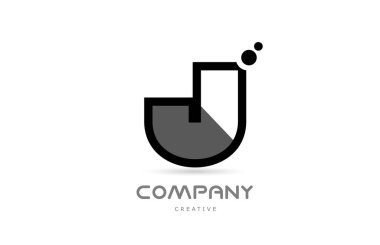 J black white geometric alphabet letter logo icon with dots. Creative template for company