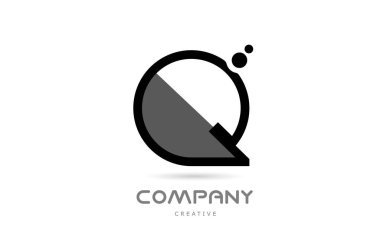 Q black white geometric alphabet letter logo icon with dots. Creative template for company