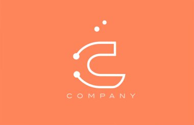 C orange white dot line alphabet letter logo icon design. Creative template for company and business
