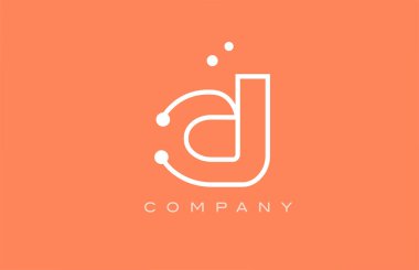 D orange white dot line alphabet letter logo icon design. Creative template for company and business