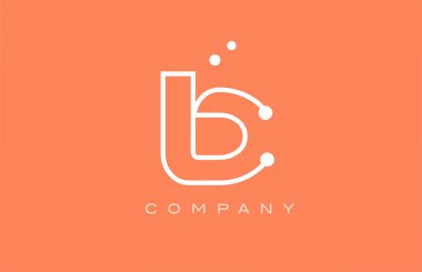 B orange white dot line alphabet letter logo icon design. Creative template for company and business