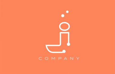 J orange white dot line alphabet letter logo icon design. Creative template for company and business