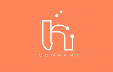 H orange white dot line alphabet letter logo icon design. Creative template for company and business