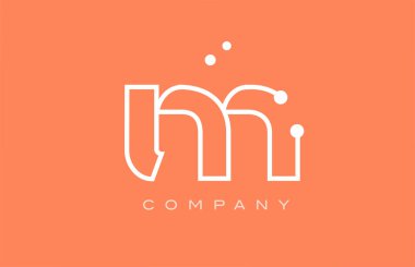 M orange white dot line alphabet letter logo icon design. Creative template for company and business