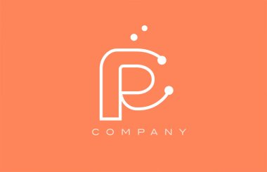 P orange white dot line alphabet letter logo icon design. Creative template for company and business